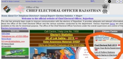 [सूची] राजस्थान वोटर लिस्ट 2019- Rajasthan Voter List Pdf@www.ceorajasthan.nic.in