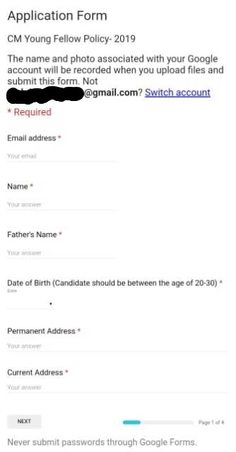 Young Fellow Policy 2019 Application Form 