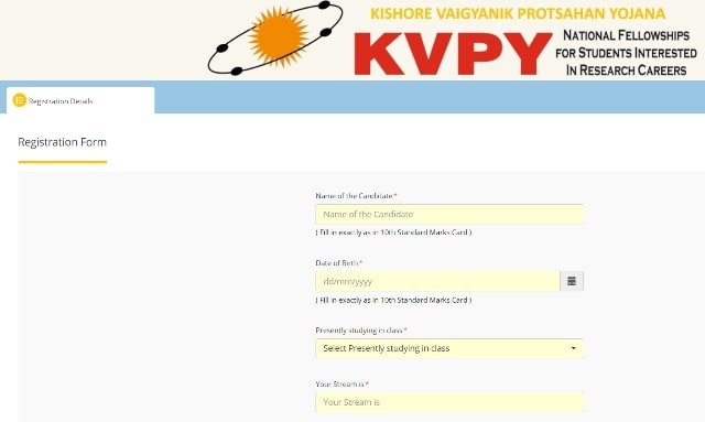 KVPY Scheme Registration 