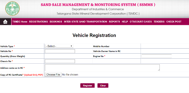 Vehicle Registration at SSMMS 