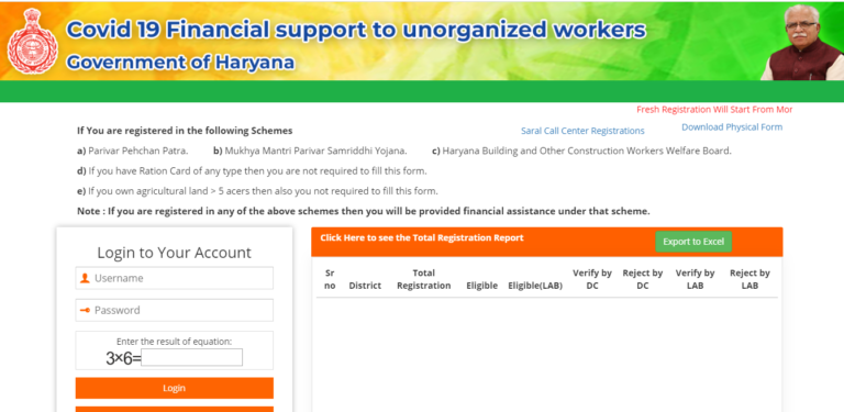 Haryana Financial Support Scheme
