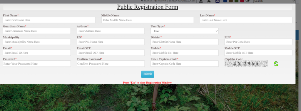 Register at Banglarbhumi Land Record