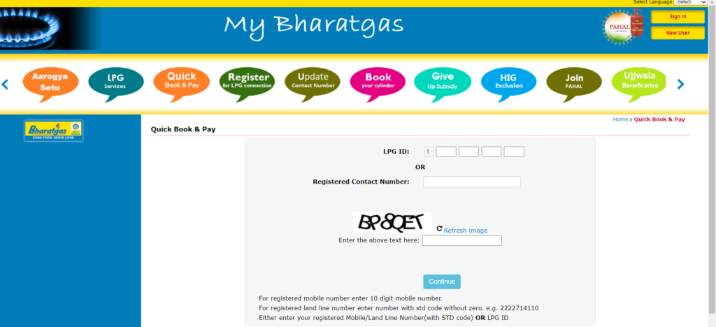 Bharat gas Online Booking